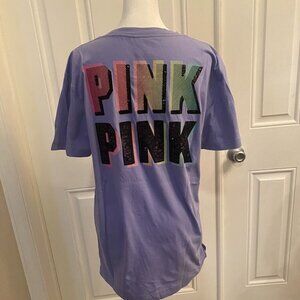 Victoria Secret Pink T-Shirt Neon Rainbow Bling